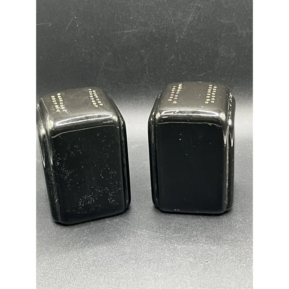 Vtg Mid-Century Modern Retro Black Chunky Salt & Pepper Range‎ Shakers MCM 3
